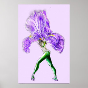 Poster Cartaz de Bailarina Flor de Íris Dança de Ballet