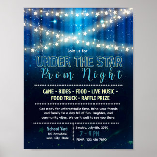 Poster Cartaz de baile noturno estrelado editável