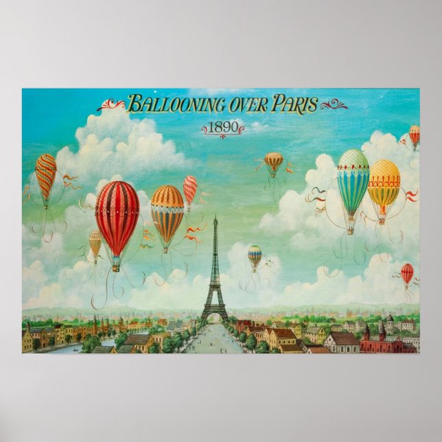 Pôster Cartaz de Balonismo Sobre Paris (Frente)