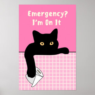 Poster Cartaz de Banheiro de Gato Engraçado – Emergência?