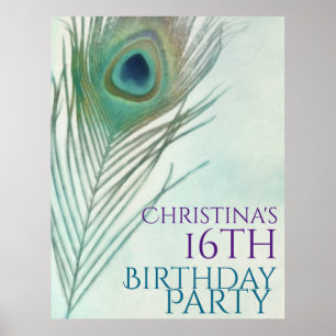 Pôster Cartaz de Banner de Aquarela Boho Chic de Pena de 