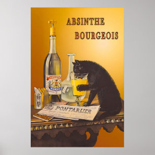 Poster Cartaz de Bar de Absinto Vintage Bourgeois Black C