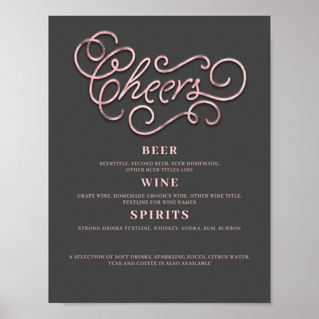 Poster Cartaz de Bar de casamento Dourado (Frente)