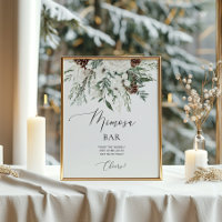 Cartaz de bar de Mimosa de inverno perene elegante