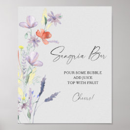 Poster Cartaz de bar de sangria floral moderno aquarela