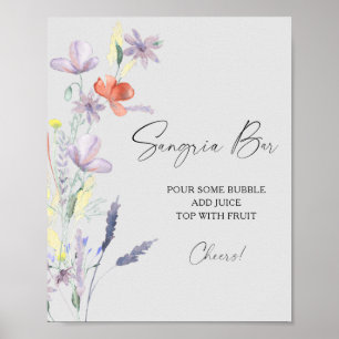 Poster Cartaz de bar de sangria floral moderno aquarela
