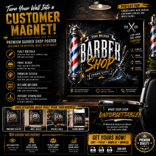 Poster Cartaz de Barbearia Design de Anúncio de Barbear