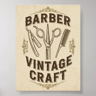 Poster Cartaz de Barbearia Vintage