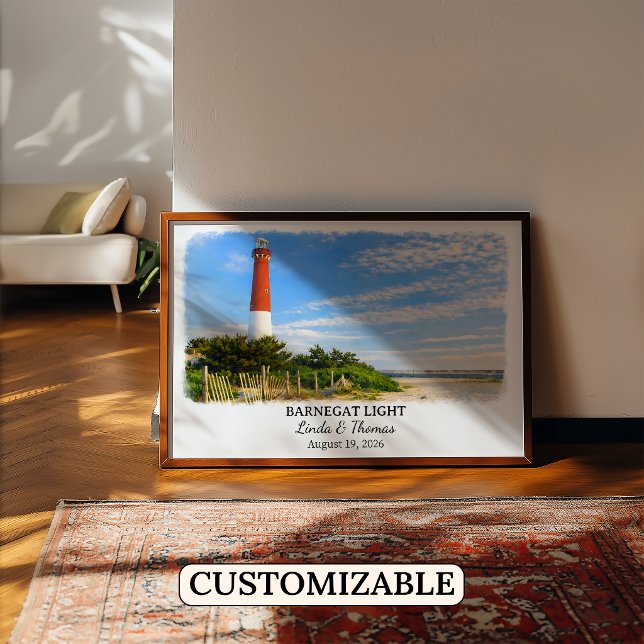 Poster Cartaz de Barnegat Light Nova Jersey, Aquarela (Criador carregado)