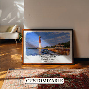 Poster Cartaz de Barnegat Light Nova Jersey, Aquarela