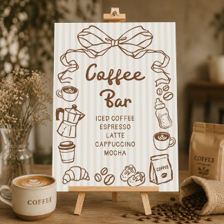 Poster Cartaz de Barra de Café para Chá de Bebê Baby is B