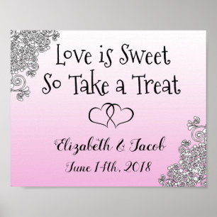 Poster Cartaz de Barra de Chocolate Rosa e Preto O Amor é