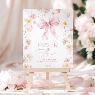Poster Cartaz de Barra de Flores com Laço Rosa
