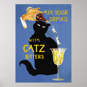 Poster Cartaz de Bebida Antiga Catz Bitters