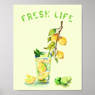 Poster Cartaz de Bebida Refrescante de Limão Fresco - Tex