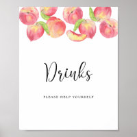Cartaz de bebidas de água-marinha Pêssego Sirva-se