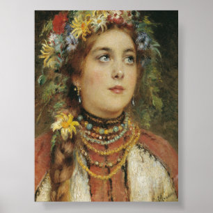 Poster Cartaz de Beleza Russa em Grinalda de Verão