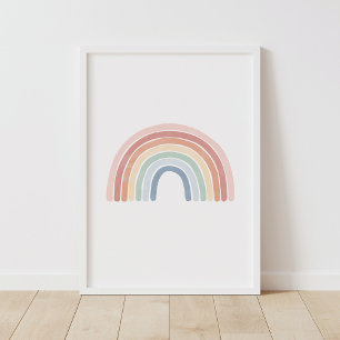 Poster Cartaz de Berçário Arco-íris em Aquarela