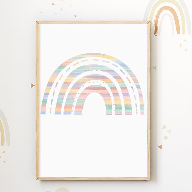 Poster Cartaz de Berçário Arco-íris Pastel para Sala de C (Criador carregado)