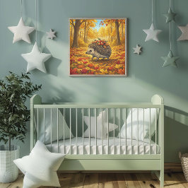 Poster Cartaz de Berçário de Animais da Floresta doouriço