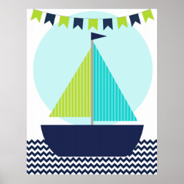 Poster Cartaz de Berçário de Barco à Vela Náutico