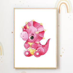 Poster Cartaz de Berçário de Dinossauros Decoração de Qua