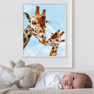 Poster Cartaz de Berçário de Girafas Fofas
