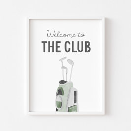 Poster Cartaz de berçário de golfe Verde salgueiro Bem-vi