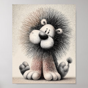 Poster Cartaz de Berçário de Leão Animal Divertido
