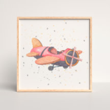 Cartaz de Berçário de Menino com Avião Pintado à M