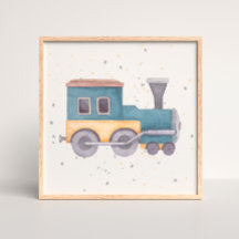 Cartaz de Berçário de Menino com Trem Pintado à Mã