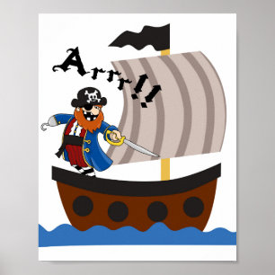 Pôster cartaz de berçário de piratas