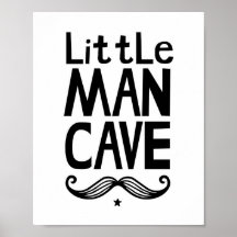 Cartaz de Berçário Little Man Cave com Bigode