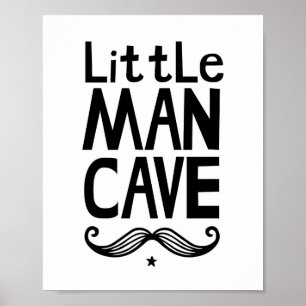 Poster Cartaz de Berçário Little Man Cave com Bigode