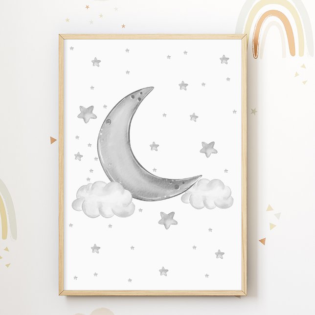 Poster Cartaz de Berçário Lua Estrelas Sala de Crianças I (Criador carregado)
