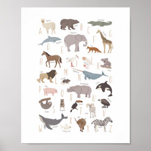 Poster Cartaz de Berçário Montessori Alfabeto Animal