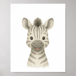Poster Cartaz de Berçário Safari Neutro com Zebra Bebê
