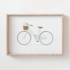 Poster Cartaz de Bicicleta Verde Oliva Vintage