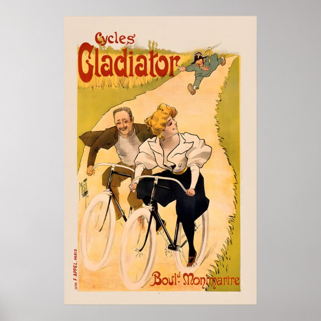 Poster Cartaz de Bicicleta Vintage Cycles Gladiator (Frente)