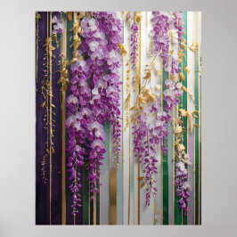 Poster Cartaz de Blooming Violet Dourada Wisteria