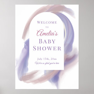 Poster Cartaz de Boas-Vindas Abstrato em Aquarela Lavanda