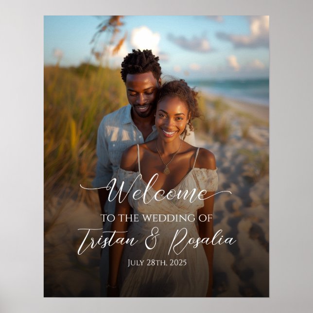 Poster Cartaz de boas-vindas ao casamento, caligrafia ele (Frente)