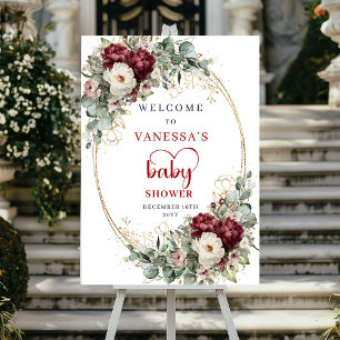 Poster Cartaz de Boas-Vindas ao Chá de Bebê Floral Borgon