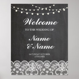 Poster Cartaz de Boas-Vindas Casamento Renda & Cartaz de