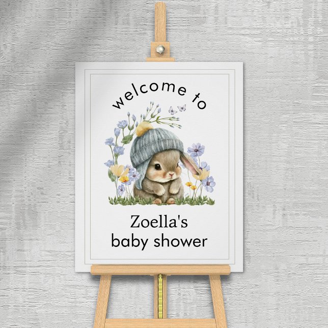 Pôster Cartaz de Boas-Vindas Churrasco de Bebê Simples Co (Welcome Poster Baby Shower Simple Cute Bunny 3)