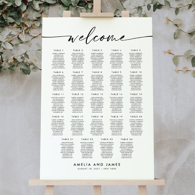Poster Cartaz de Boas-Vindas com 24 Mesas Elegantes (Criador carregado)