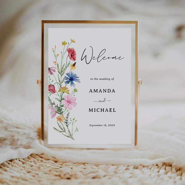 Poster Cartaz de Boas-Vindas com Flores Silvestres Elegan (Criador carregado)