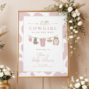 Poster Cartaz de Boas-Vindas da Festa de Bebê Little Cowg