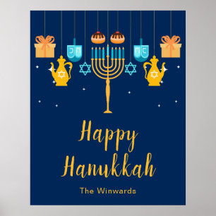 Poster Cartaz de Boas-Vindas da Festa de Hanukkah com Men