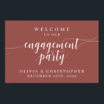 Poster Cartaz de Boas-Vindas da Festa de Noivado Burgundy<br><div class="desc">Este cartaz de festa de noivado é a maneira perfeita de dar boas-vindas aos convidados para a sua festa de noivado.</div>